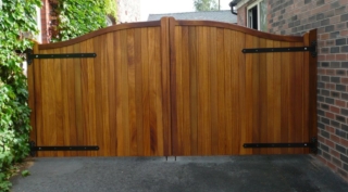 Large double wooden gate.