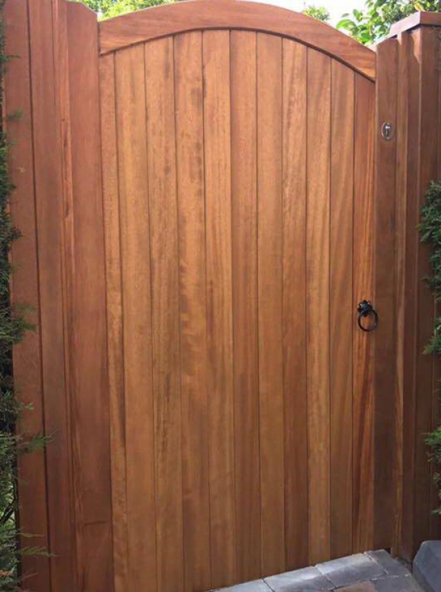 Iroko hardwood Lymm side gate in teak finish
