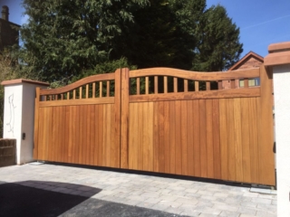 iroko hardwood chester design driveway gates