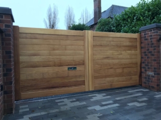 iroko hardwood gates in knutsford design