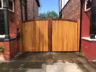 iroko hardwood lymm asymmetric sheer oil double gates