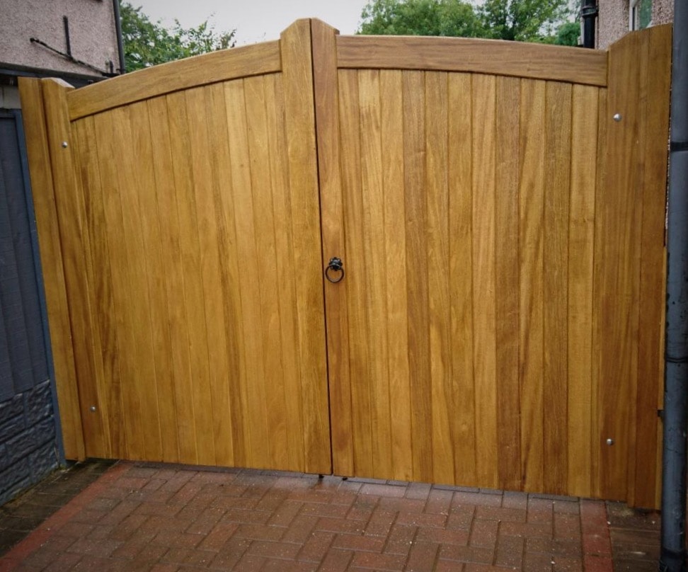 Idigbo hardwood driveway gates